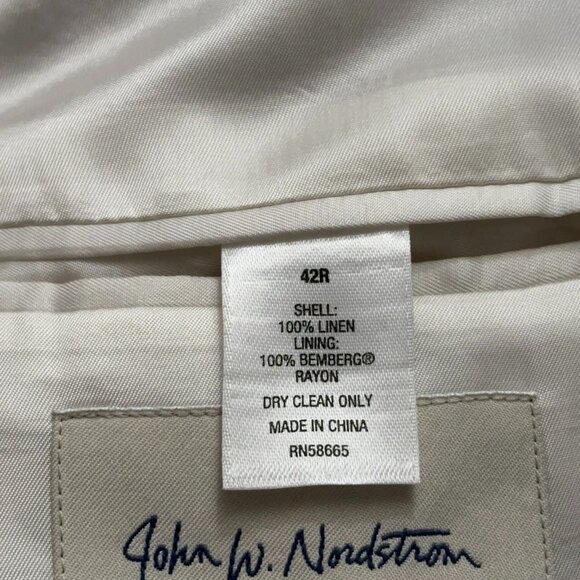 John W. Nordstrom Blazer Jacket Mens 42R (Fits 46R) Linen Vented Gray Striped - Picture 7 of 7